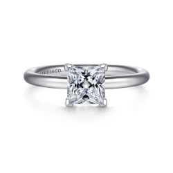 Lark - 14K White Gold Princess Cut Solitaire Semi Mount Engagement Ring