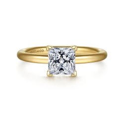 Lark - 14K Yellow Gold Princess Cut Solitaire Semi Mount Engagement Ring