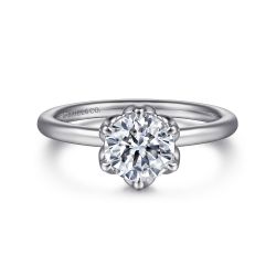 Kamera - 14K White Gold Round Solitaire Semi Mount Engagement Ring