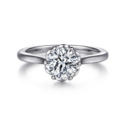 Tiona - 14K White Gold Round Diamond Semi Mount Engagement Ring