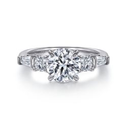 Darmie - 14K White Gold Round Five Stone Semi Mount Engagement Ring