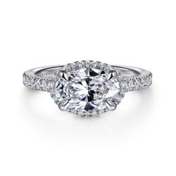 Kyra - 14K White Gold Oval Halo Semi Mount Engagement Ring