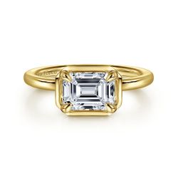 Linen - 14K Yellow Gold Emerald Semi Mount Engagement Ring