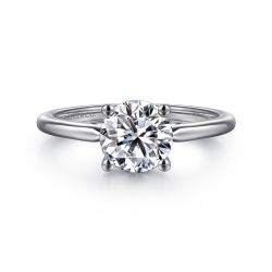 Anushka - 14K White Gold Round Solitaire Diamond Semi Mount Engagement Ring