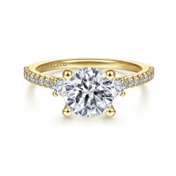 Chantal - 14K Yellow Gold Round Three Stone Semi Mount Engagement Ring