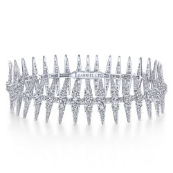 18K White Gold Diamond Spikes Tennis Bracelet