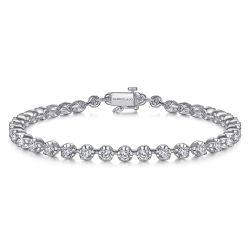 14K White Gold Buttercup Set Diamond Tennis Bracelet