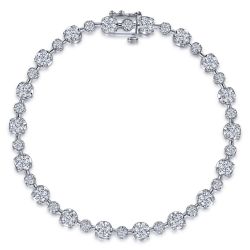 18K White Gold Diamond Station Tennis Bracelet