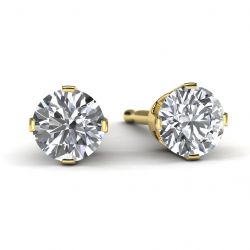 14k Yellow Gold 1/3 TDW Diamond Solitaire Earrings Front View