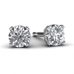White Gold 1/4 TDW Diamond Solitaire Earrings Front View