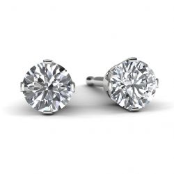 14k White Gold 1/3 TDW Diamond Solitaire Earrings Front View