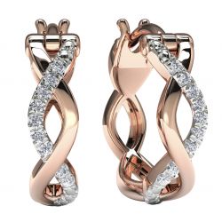 10k Rose Gold Diamond Hoop Earrings