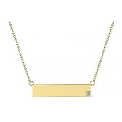 Yellow Gold Bar Neclace Diamond Accent Front View