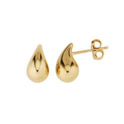 13mm Teardrop Yellow Gold Earrings