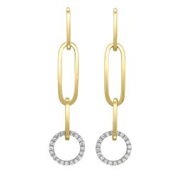 14k Yellow Gold and Diamond Paperclip Earrings