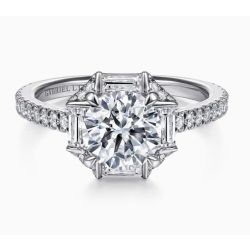 Ryland - 18k White Gold Octagonal Halo Round Semi Mount Engagement Ring