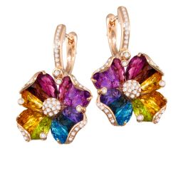 14kt Rose Gold Bellarri Multi Sapphire Flower Earrings