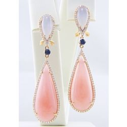 14kt Rose Gold Bellarri Chalcedony and Pink Opal Earrings