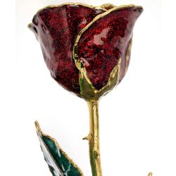 Ruby Red Sparkly 24k Gold Dipped Rose