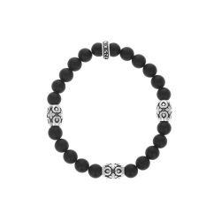 King Baby Onyx Beaded Bracelet With 3 MB Cross Scroll Barrel Beads