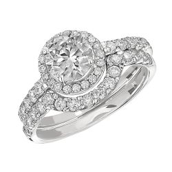 Eternal Harmony Lab Grown 1 ctw Round-Cut Diamond Halo Bridal Set