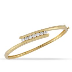 Radiant Glamour - 1 CTW Lab Grown Diamond Gold Bangle