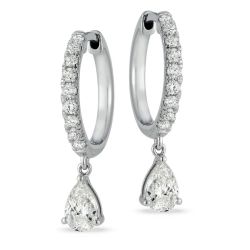 Radiance Drop Lab Grown Diamond Hoop Earrings 1ctw