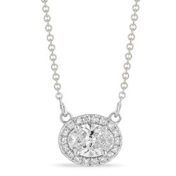 Oval Halo Diamond Necklace Labgrown 1.25ctw