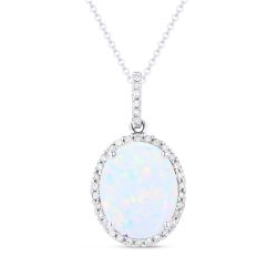 White Gold Elegant Opal Pendant