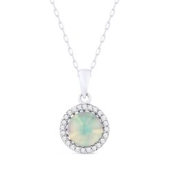 White Gold Sparkling Opal Pendant