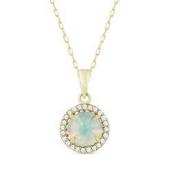 Yellow Gold Sparkling Opal Pendant