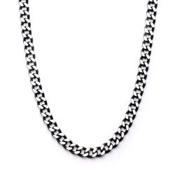 Black Plated Diamond Cut Chain Necklace Front View
