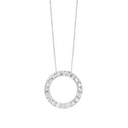 Front View White Gold 1.0tdw Diamond Circle Necklace