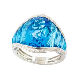 14k White Gold Bellarri Blue Topaz Ring