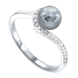 Front View Twisting Shell Pearl Ring In Sterling Silver