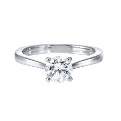 Front View 14k White Gold 1.0ct Diamond Solitaire Ring