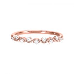 10KT Pink Gold & Diamond Sparkle Fashion Ring  - 1/6 ctw