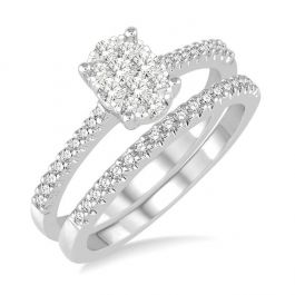 Oval Shape Shine Bright Bridal Diamond Wedding Set