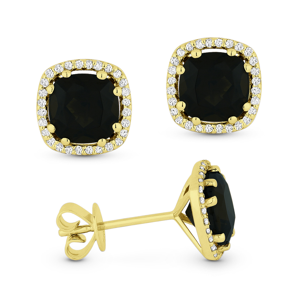 Buy ADITA GOLD14K Gold Onyx Earrings - 14K Solid Yellow Gold Black