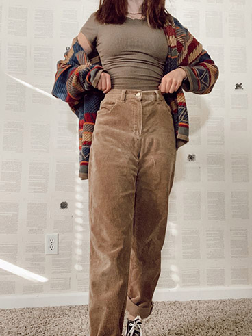 woman in brown pants