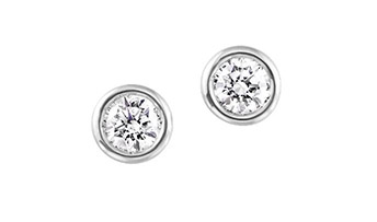 14k White Gold Simple and Clean Diamond Earrings 